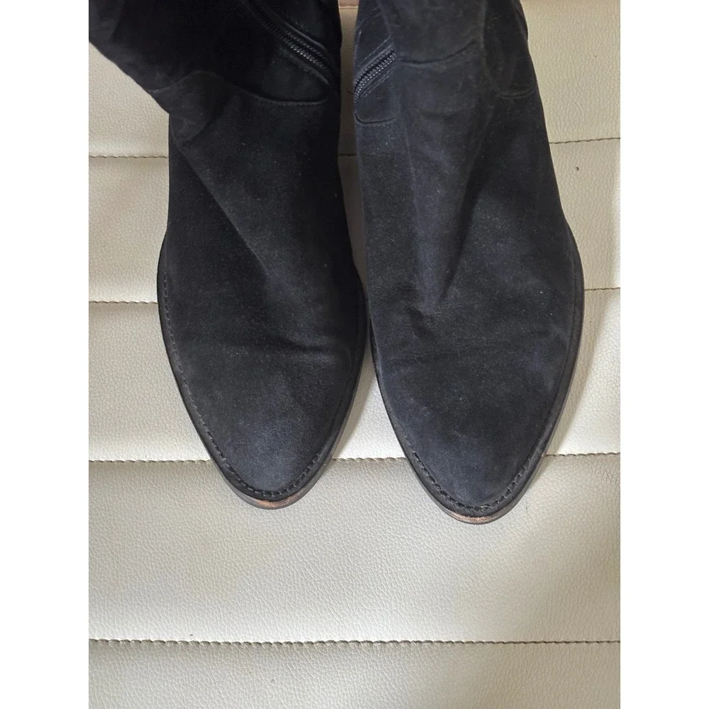 Aquatalia Marvin K Black Suede Tall Boots Made in Italy Pointed Toe Size 9
